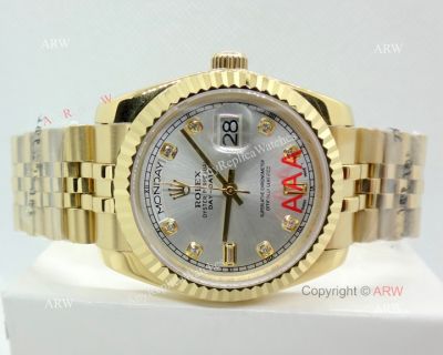 High Quality Rolex Day Date 34mm Watch - Yellow Gold Jubilee Silver Dial